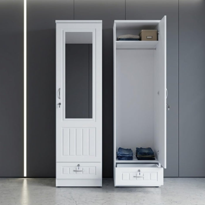 SULSHA 1-Door Wooden Wardrobe with Mirror – Compact Bedroom Closet | UAE