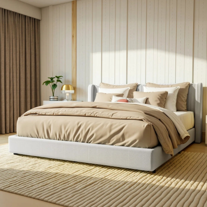 SULSHA Upholstered Bed – Modern Luxury Platform Bed Frame with Soft Fabric Headboard, Minimalist Contemporary Bedroom Furniture