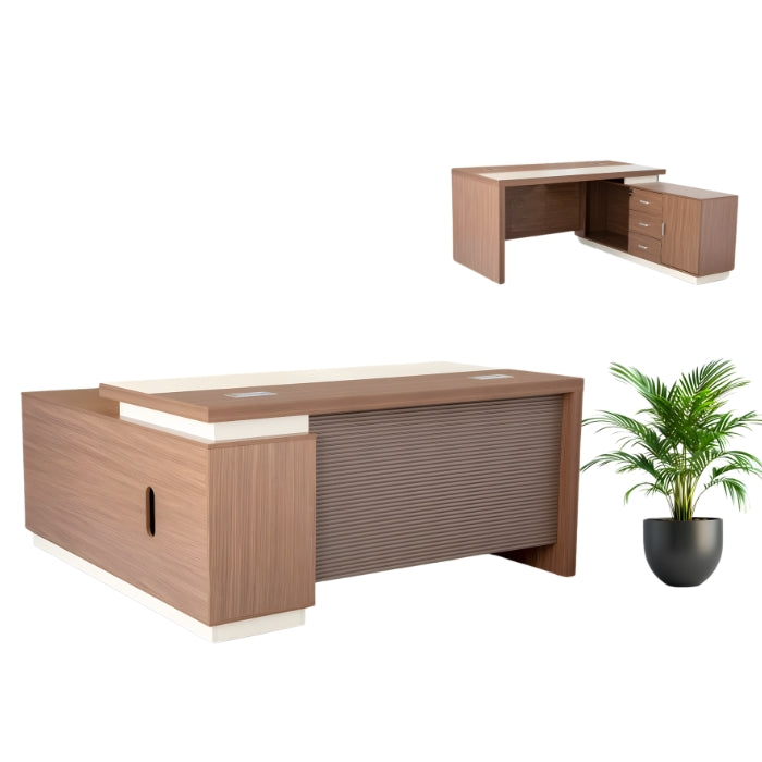 160cm L-Shaped Executive Office Desk with Storage Cabinet & Drawers – Modern Computer Workstation for Home & Corporate Office