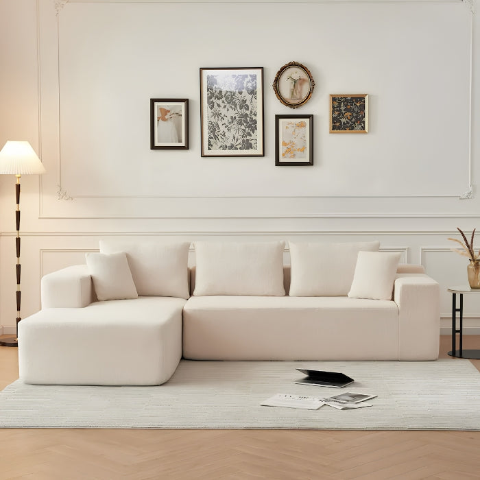 SULSHA L-Shaped Modular Sofa – Modern Corner Sectional Couch, Luxury Living Room Furniture, Comfortable Deep Seating Fabric Sofa Set for Home & Apartment