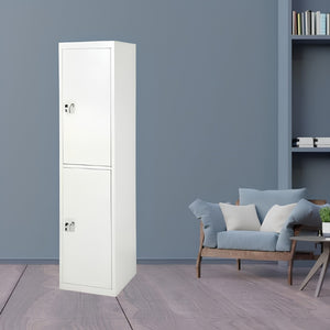 Grey 2-door metal locker by SULSHA, full front view, 183x45x40 cm steel storage cabinet