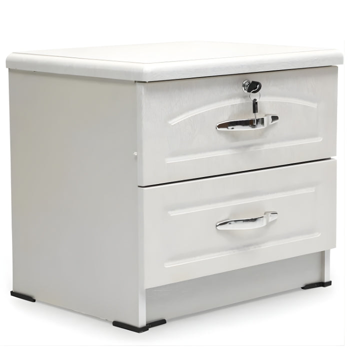 SULSHA White Wooden Bedside Table with 2 Lockable Drawers, Modern Nightstand with Storage, Compact Side Table for Bedroom & Living Room Furniture