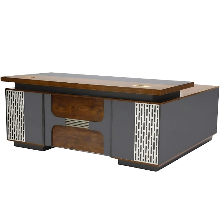 SULSHA Modern Executive Office Desk | Ergonomic 180cm Workstation Table with Spacious Storage | Durable Engineered Wood Office Furniture for Home & Workspace | Stylish Professional Computer Desk (SUL-718)