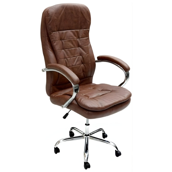 SULSHA Brown PU Leather Office Chair, Ergonomic High-Back Desk Chair with Lumbar Support, Adjustable Height, Recline & Tilt, Swivel Computer & Gaming Chair for Home Office