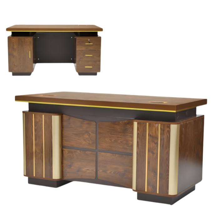 Premium Solid Wood Executive Office Desk 140 cm – Contemporary Luxury Writing Table for Professional Workspaces