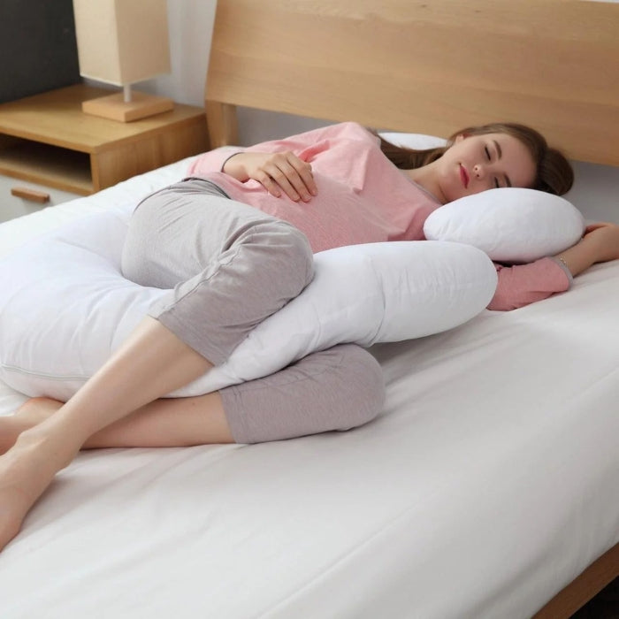 SULSHA Pregnancy Pillow 80 X 130 cm Super Soft Lightweight Maternity Full Body Pillow For Pregnant Women - Supports Your Back, Hips, Knees, Neck And Head Size - Full XL Pillow (White)