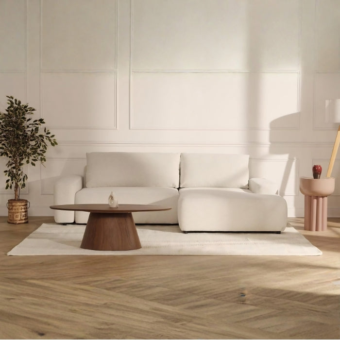 SULSHA 2-Seater Corner Sofa (Left) – Vente-Unique DAVISO Compact L-Shaped Couch, Modern Living Room Furniture, Space-Saving Sectional Sofa for Small Apartments, Contemporary Fabric Sofa