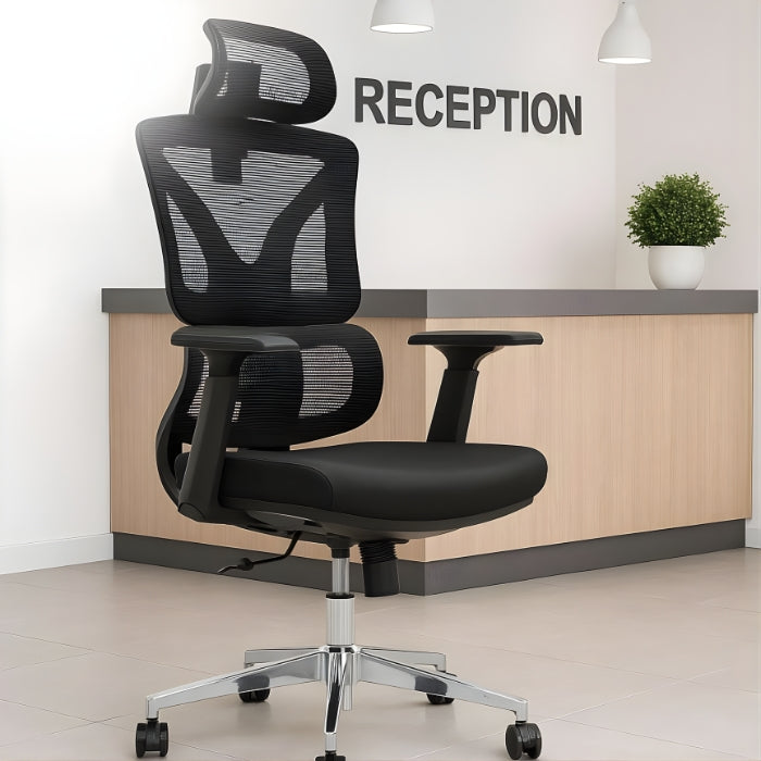 SULSHA Black Mesh Office Chair, Ergonomic High-Back Desk Chair with Adjustable Armrests, Headrest & Lumbar Support, Recline Tilt Lock, Breathable Swivel Computer & Gaming Chair