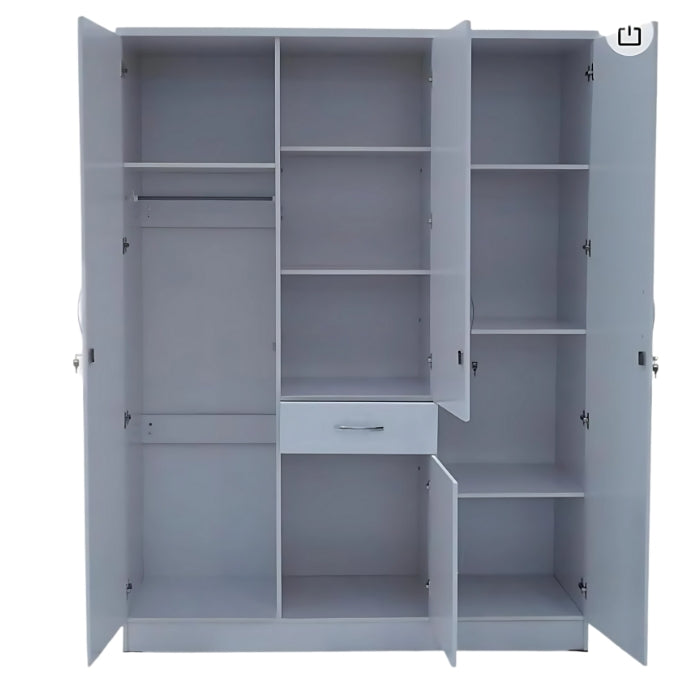 SULSHA 3 Door Wooden Wardrobe for Bedroom | Engineered Wood Cupboard with Hanging Space & Shelves | Modern 3 Door Storage Cabinet | Stylish Bedroom Cupboard in White Finish
