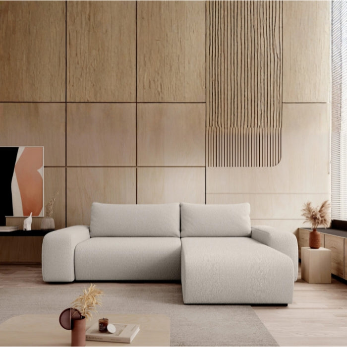 SULSHA Bornim 2-Seater L-Shaped Sectional Sofa with Chaise Lounge – Modern Beige Fabric Corner Couch for Living Room