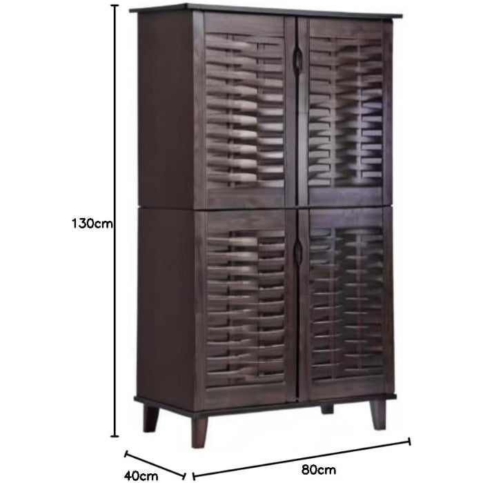 SULSHA Wooden Shoe Cabinet, Dark Brown | Shoe Storage Organizer Rack for Entryway, Hallway & Bedroom | Sturdy Wooden Shoe Cupboard