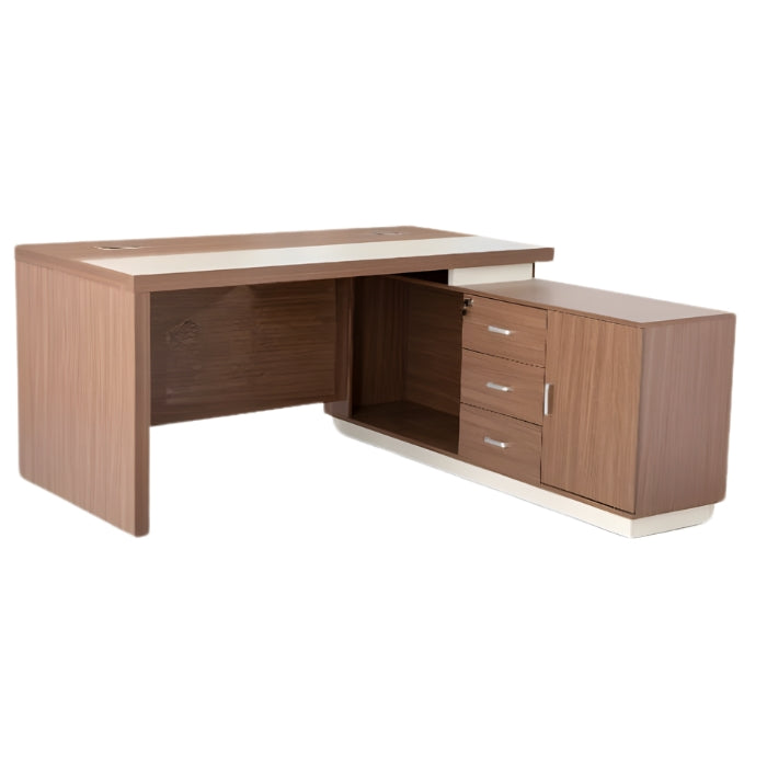 160cm L-Shaped Executive Office Desk with Storage Cabinet & Drawers – Modern Computer Workstation for Home & Corporate Office