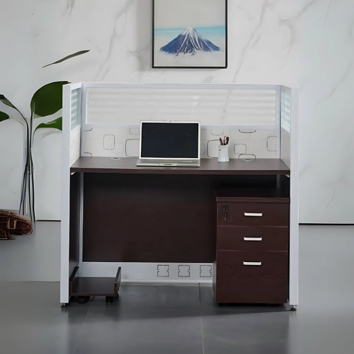 SULSHA Modern Reception Table | Stylish 100 cm Workstation Desk for Office & Home | Durable Engineered Wood Counter Table with Sleek Design for Reception & Workspace