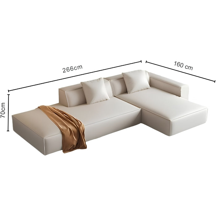 SULSHA L-Shape 2-Piece Sectional Sofa, Beige Upholstered Couch with Right Chaise (Reversible), Modern Space-Saving L-Shaped Sofa Set, Plush Cushions, Sturdy Wood Frame Living Room