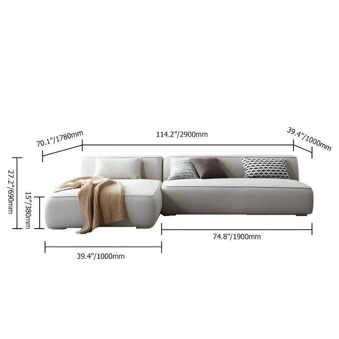 SULSHA Modern L-Shaped Sectional Sofa, Light Beige Velvet Fabric – 3-Seater Space-Saving Couch with Interchangeable Chaise for Living Room