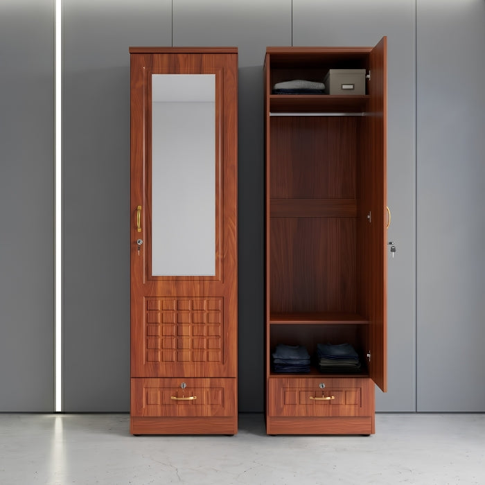 SULSHA 1-Door Wooden Wardrobe with Mirror – Compact Bedroom Closet | UAE