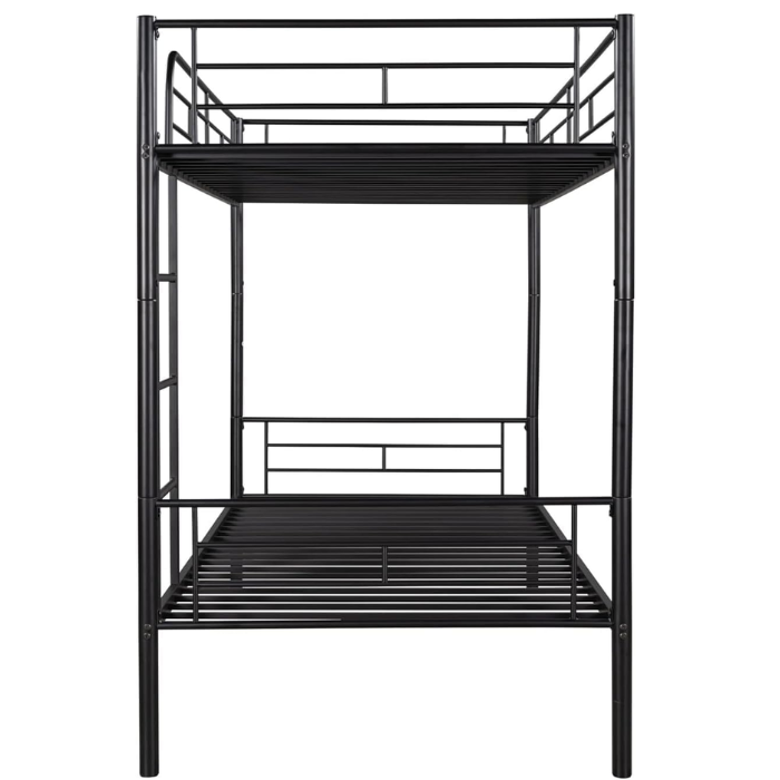 SULSHA Heavy Duty Metal Steel Bunk Bed SUL-105 with Guard Rails – Sturdy Twin Over Twin Frame for Home, Kids' Room, Apartment, Studio – 90x190 cm, Silver Finish