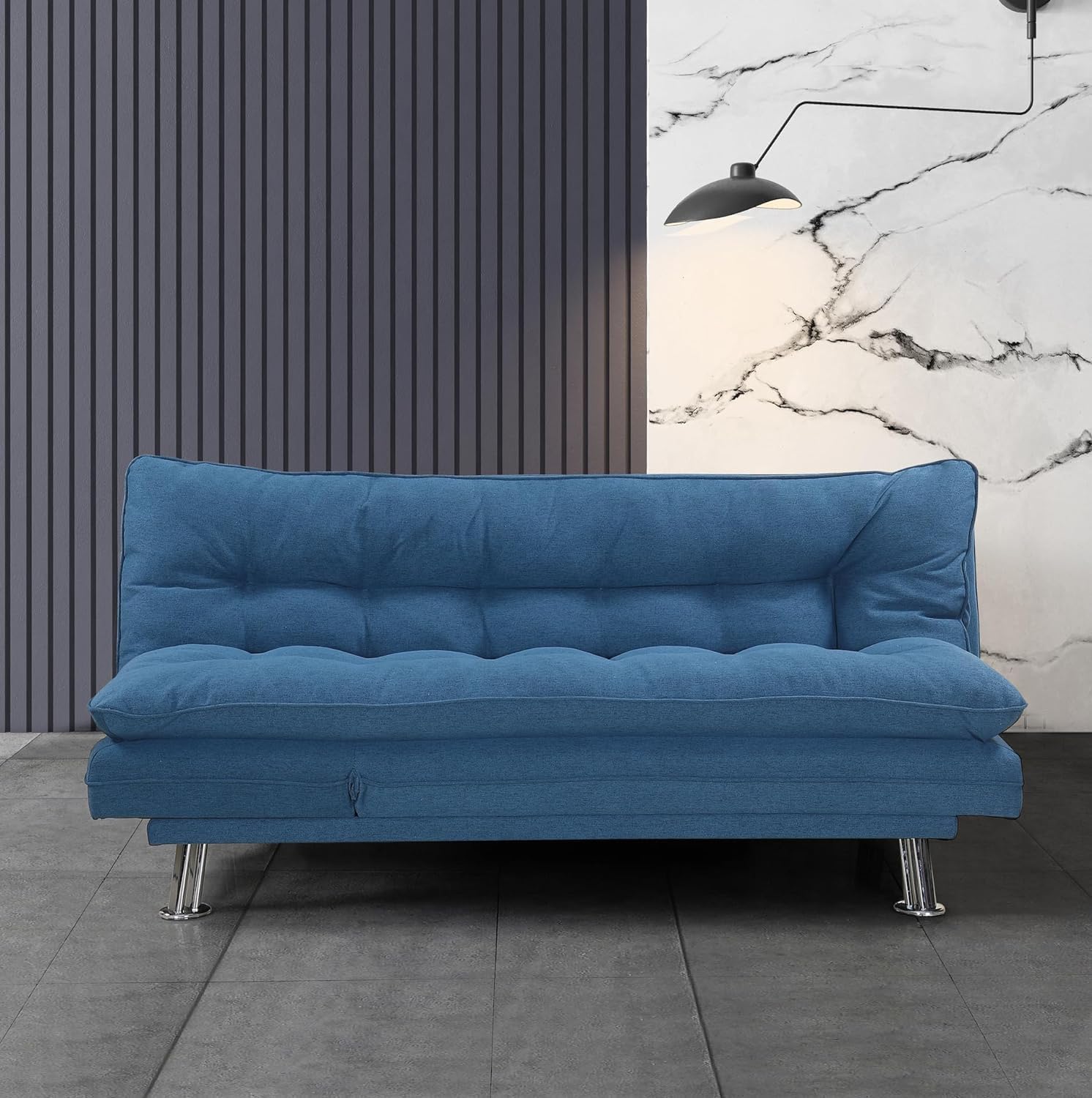 SULSHA sofa cum bed living room | Fabric Sofa Bed Chrome Legs | Three Seat Sofa bed | Modern Design Living Room Sofa