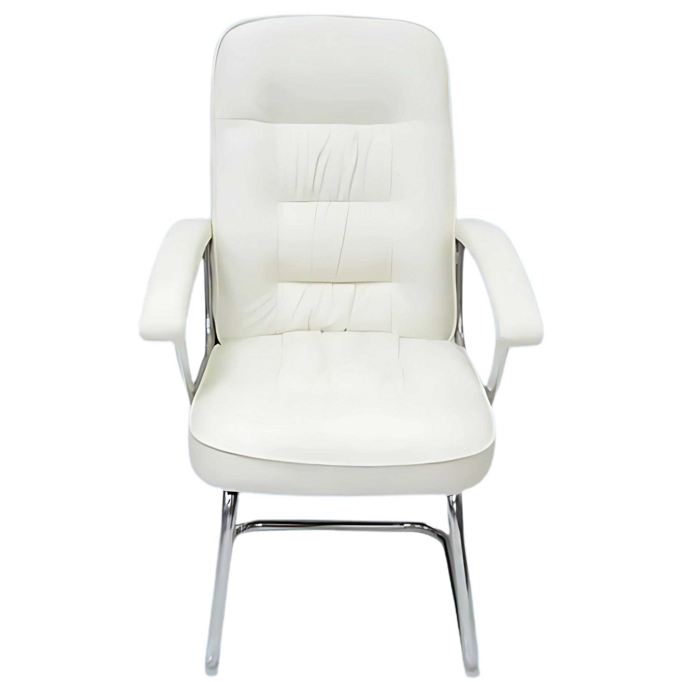 SULSHA Modern White Leather Office Visitor Chair – Ergonomic Comfortable Design with Chrome Base | Conference Room Chair | Free Installation