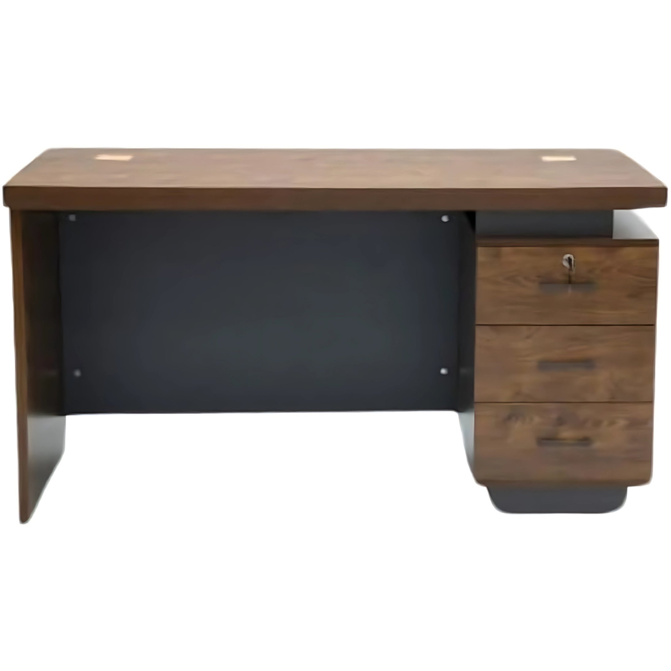 SULSHA Modern 3 Drawer Wooden Office Desk – 100cm Walnut & Grey | Computer Table, Study Desk, Home Office Workstation