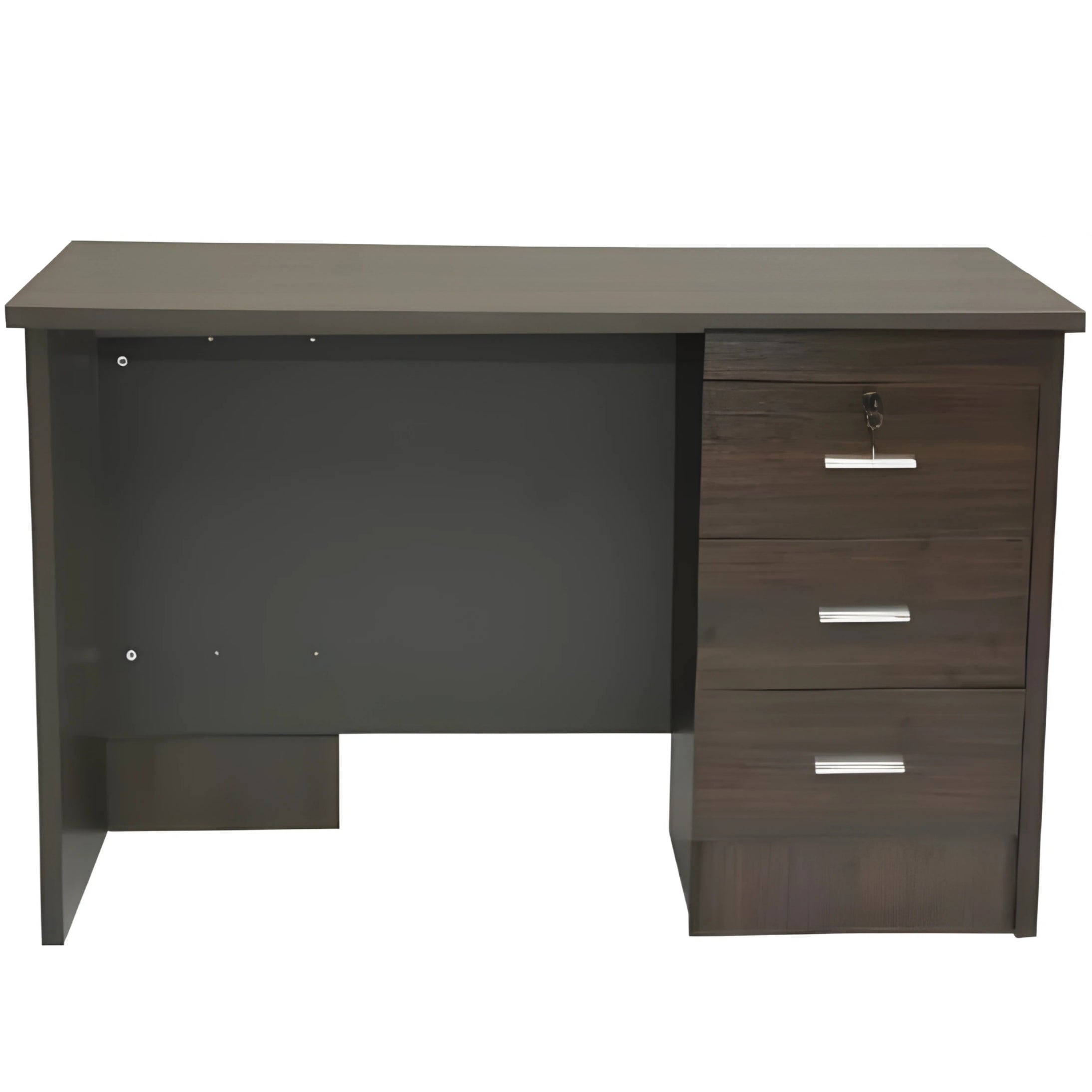 SULSHA 3 Drawer Wooden Office Desk – 100cm Walnut & Grey | Modern Computer Table, Study Desk, Home Office Workstation, Durable Writing Table with Storage