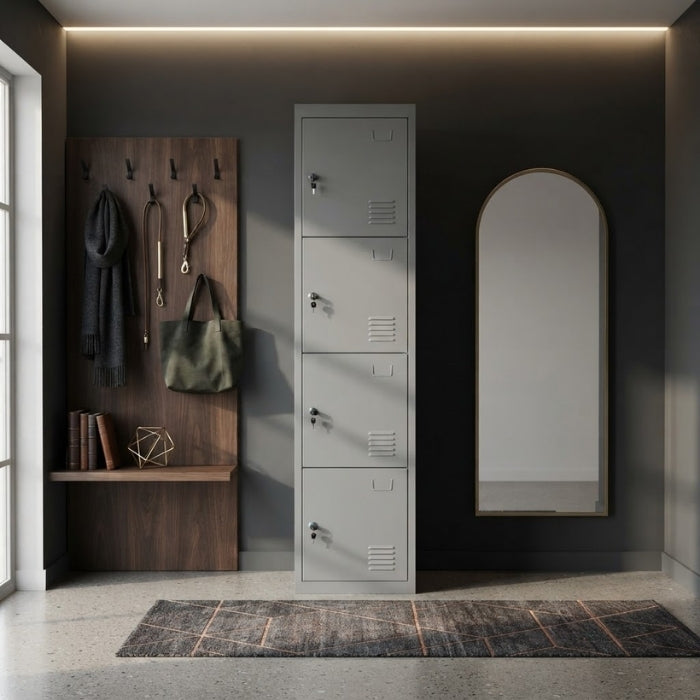 Steel Single Locker With 4 Doors With lock 185 x 40 x 45 cms Grey