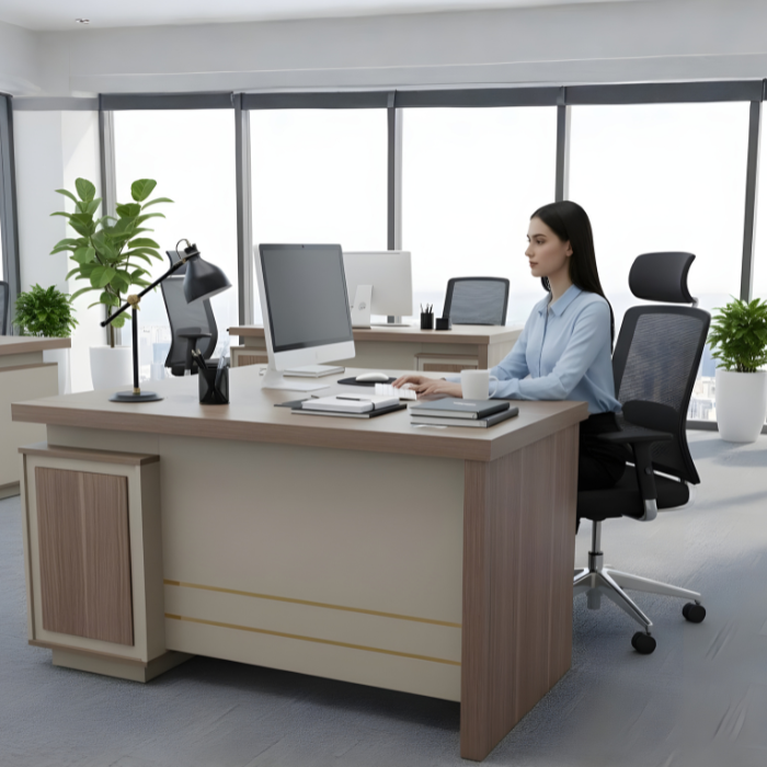 SULSHA 120cm Modern Executive Office Desk with Lockable Drawers a Wooden Study Table for Home & Office, Durable Computer Desk with Cable Management, Elegant Design Workstation