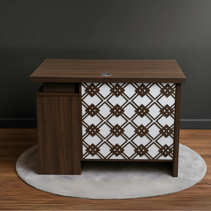 SULSHA Executive Wooden Office Table 615-100 CM | Modern Space-Saving Office Desk with 3 Drawers | Walnut + White Finish | Stylish Computer Table for Home & Office