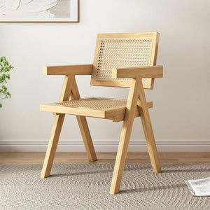 Rattan accent chair solid wood mid-century design Abu Dhabi UAE