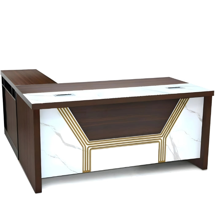 SULSHA 160cm Classic L Shape Office Table | 160x80x75 cm Executive Desk with Side Drawers | Modern L Shaped Computer Table for Home & Office | Durable Engineered Wood Workstation Furniture