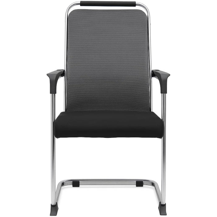 SULSHA Executive Office Chair, Grey Mesh Back Visitor Chair with Faux Leather Seat, Ergonomic Steel Frame Desk Chair with Armrests, Comfortable Study & Computer Chair for Office and School Use