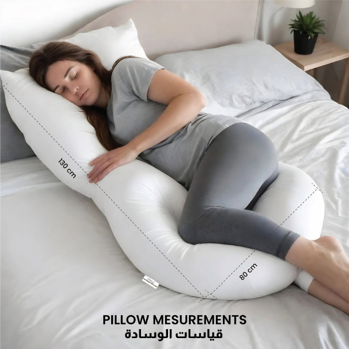 SULSHA Pregnancy Pillow 80 X 130 cm Super Soft Lightweight Maternity Full Body Pillow For Pregnant Women - Supports Your Back, Hips, Knees, Neck And Head Size - Full XL Pillow (White)