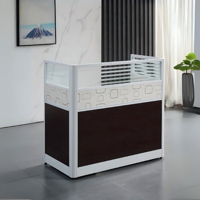 SULSHA Modern Reception Table | Stylish 100 cm Workstation Desk for Office & Home | Durable Engineered Wood Counter Table with Sleek Design for Reception & Workspace