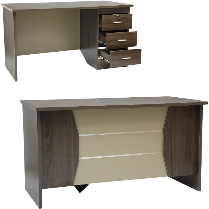 SULSHA SUL-709 Wooden Office Table 140cm | Modern Computer Desk with Keyboard Tray & Lockable Drawers | Durable Engineered Wood Workstation Furniture for Home & Office