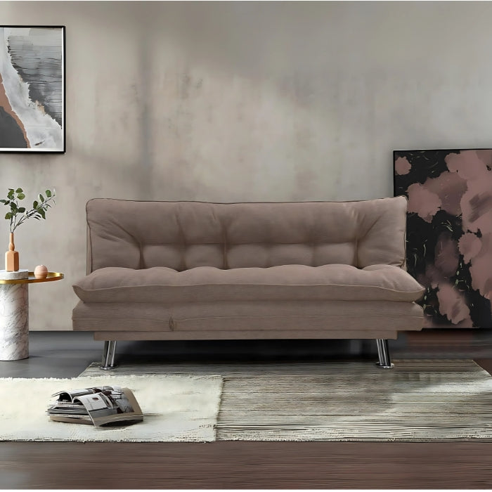 SULSHA sofa cum bed living room | Fabric Sofa Bed Chrome Legs | Three Seat Sofa bed | Modern Design Living Room Sofa