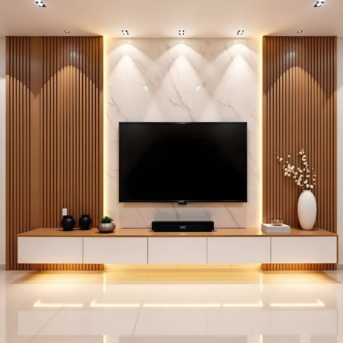 SULSHA modern wooden TV wall unit floating console UAE – TV unit Abu Dhabi