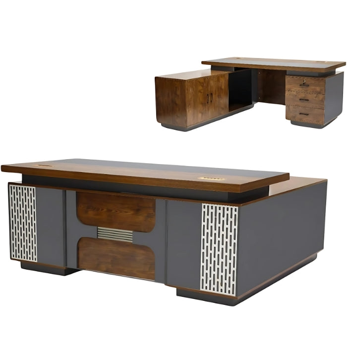 SULSHA Modern Executive Office Desk | Ergonomic 180cm Workstation Table with Spacious Storage | Durable Engineered Wood Office Furniture for Home & Workspace | Stylish Professional Computer Desk (SUL-718)