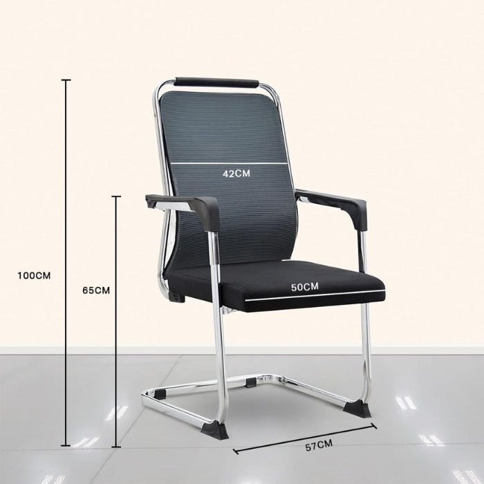 SULSHA Executive Office Chair, Grey Mesh Back Visitor Chair with Faux Leather Seat, Ergonomic Steel Frame Desk Chair with Armrests, Comfortable Study & Computer Chair for Office and School Use