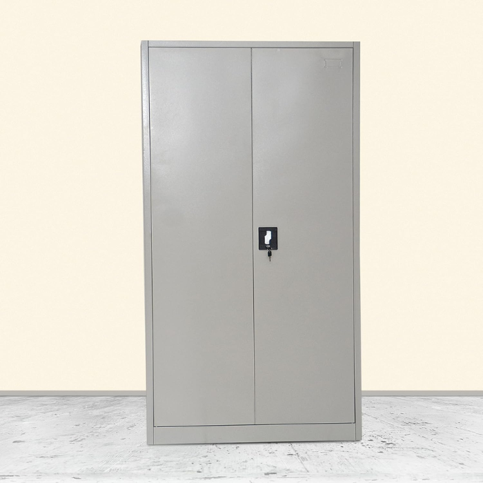 SULSHA Steel Office Cupboard with Lock | 2 Door Metal Wardrobe & Storage Cabinet | Grey Powder-Coated with Adjustable Shelves | Free Installation