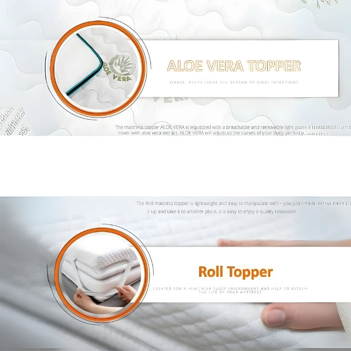 SULSHA Aloe Vera Memory Foam Mattress Topper Queen Size 200x140 cm | Premium Quality, Anti-Allergic, Hypoallergenic, Super Soft Orthopedic Bed Topper for Back Pain Relief & Comfort