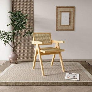 Mid-century rattan armchair natural wood — SULSHA furniture UAE