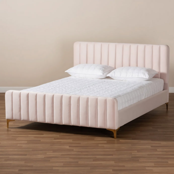 SULSHA Krecic Upholstered Platform Bed Frame with Headboard – Modern Fabric Bed, Sturdy Wooden Slats Support, Luxury Bedroom