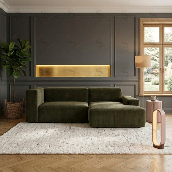 SULSHA modular sectional sofa deep green UAE – minimalist corner sofa Abu Dhabi