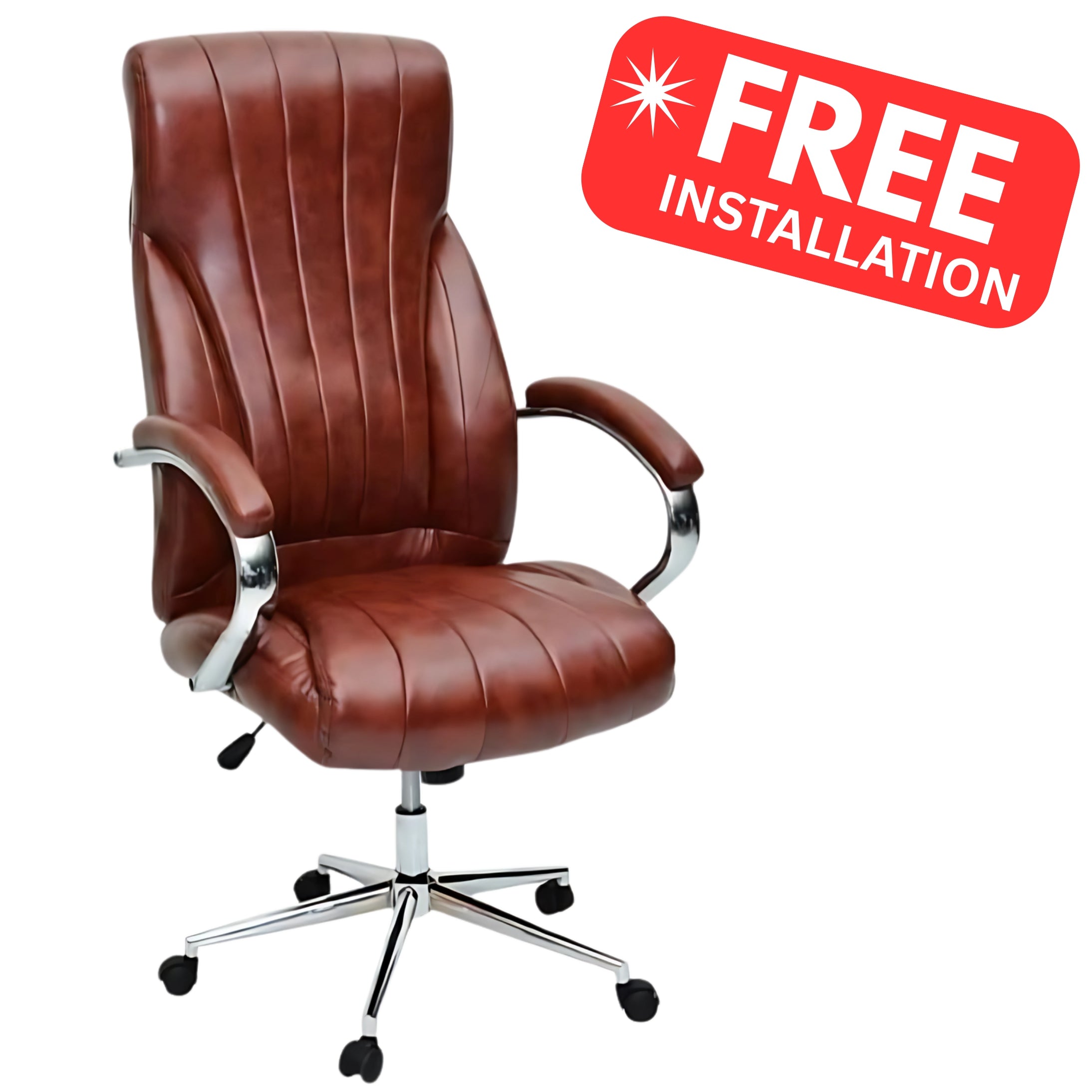 SULSHA Executive High Back Office Chair – Ergonomic PU Leather Swivel Boss Chair with Armrests, Adjustable Height & Wheels – Comfortable Computer Chair for Home & Office UAE