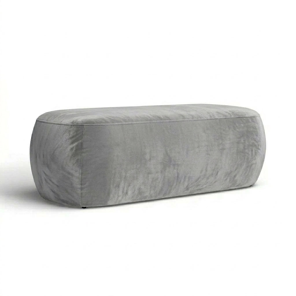 Ssar Velvet Fabric Rectangular Upholstered Ottoman (Grey)