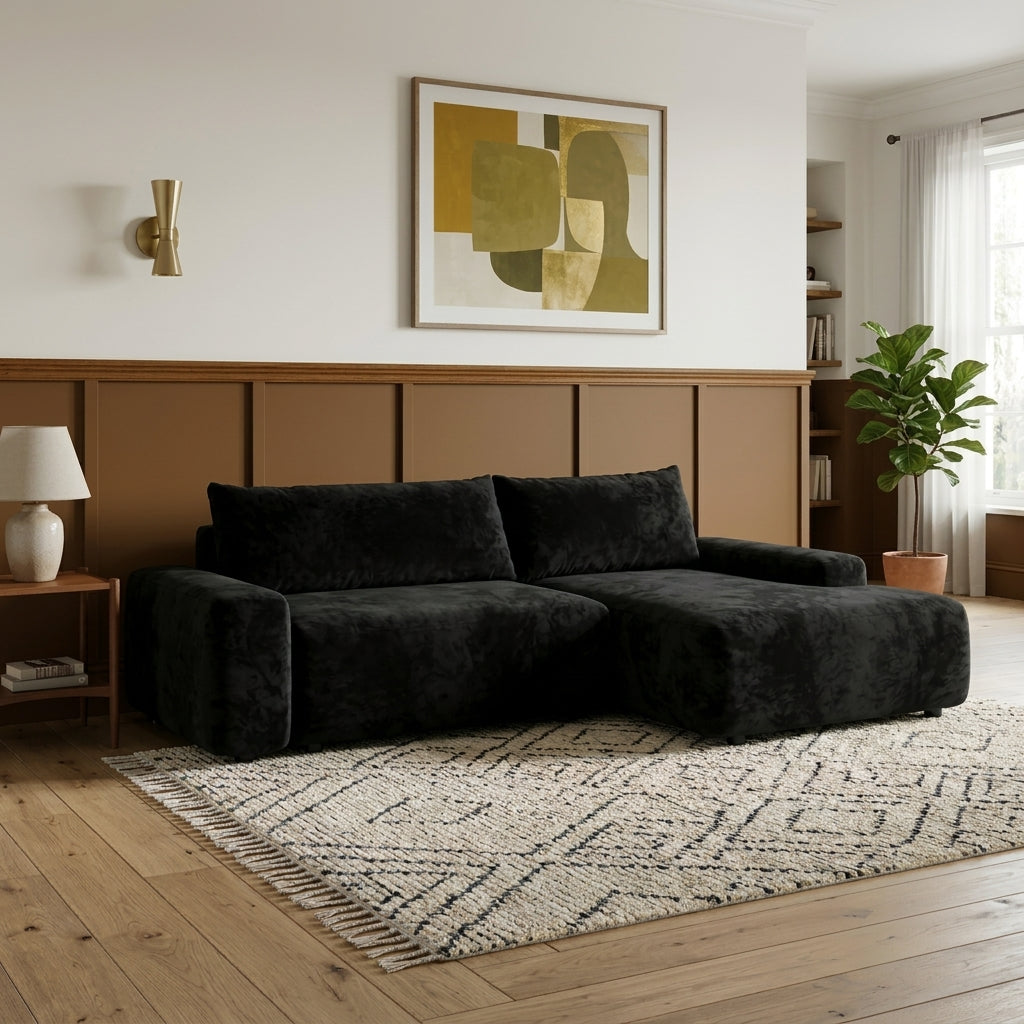RAFE L-Shape Velvet Sofa, 3-Seater, 2-Piece Set – Modern Luxury Corner Sofa for Living Room