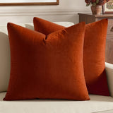Pack of 2, Velvet Soft Solid Decorative Square Throw Pillow Set Cushion Cases Pillowcases for Sofa Bedroom Car, Home