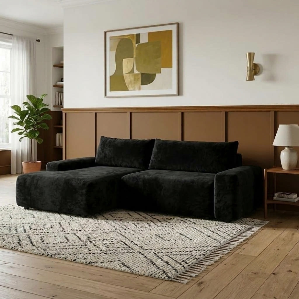 RAFE L-Shape Velvet Sofa, 3-Seater, 2-Piece Set – Modern Luxury Corner Sofa for Living Room