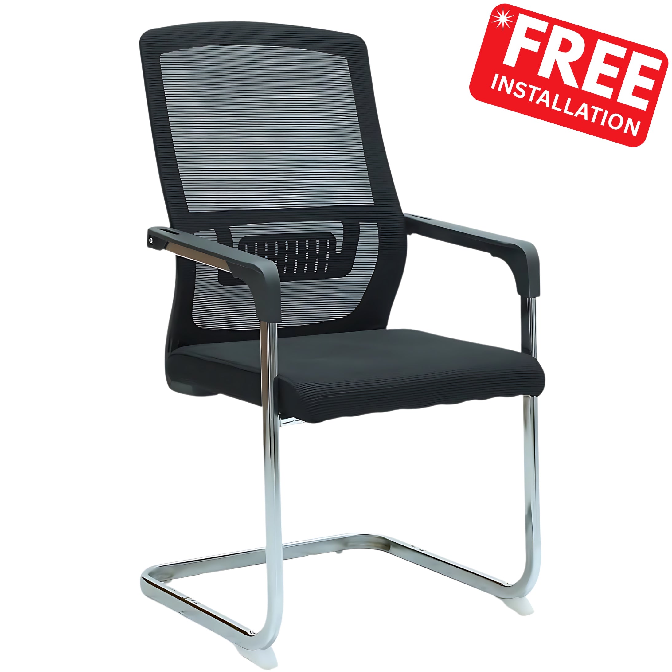 SULSHA Middle Back Mesh Office Chair – Visitor & Conference Chair Without Wheels | Ergonomic Office & Meeting Seating