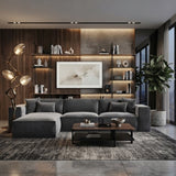 Modern Greylan 3-seater L-shape velvet corner sofa by Sulsha Furniture